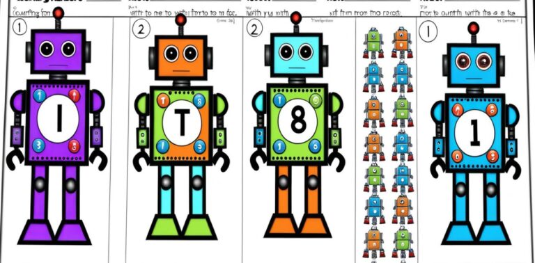 TPT Practice: Counting Numbers from 1 to 10 with Robots Dot